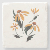 Rudbeckia Hirta黒い目のスーザン美学の花 ストーンコースター (正面)