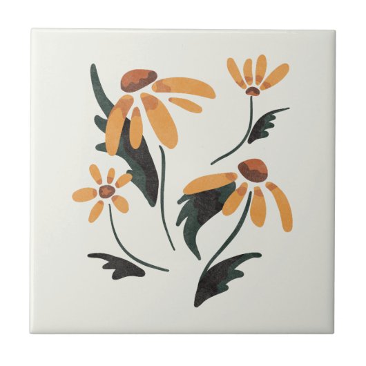 Rudbeckia Hirta黒い目のスーザン美学の花 タイル (正面)