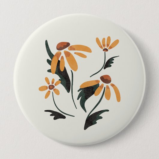 Rudbeckia Hirta黒い目のスーザン美学の花 缶バッジ (正面)