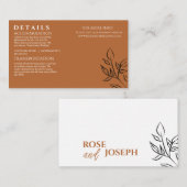 Ruddy Brown Old Money Wedding Details Enclosure  エンクロージャーカード (正面/裏面)