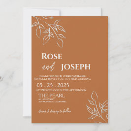 Ruddy Brown Old Money Wedding Invitation 招待状