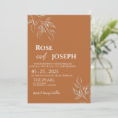 Ruddy Brown Old Money Wedding Invitation 招待状 (スタンド正面)