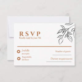 Ruddy Brown Old Money Wedding RSVP Card