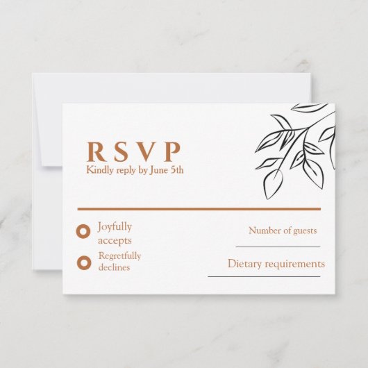 Ruddy Brown Old Money Wedding RSVP Card (正面)