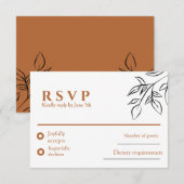 Ruddy Brown Old Money Wedding RSVP Card (正面/裏面)