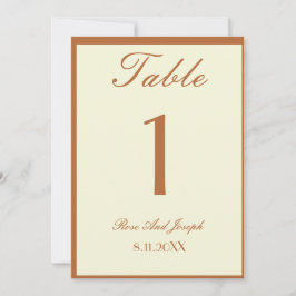 Ruddy Brown Old Money Wedding Table Number 招待状