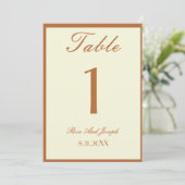 Ruddy Brown Old Money Wedding Table Number 招待状 (スタンド正面)