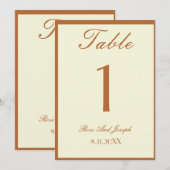 Ruddy Brown Old Money Wedding Table Number 招待状 (正面/裏面)
