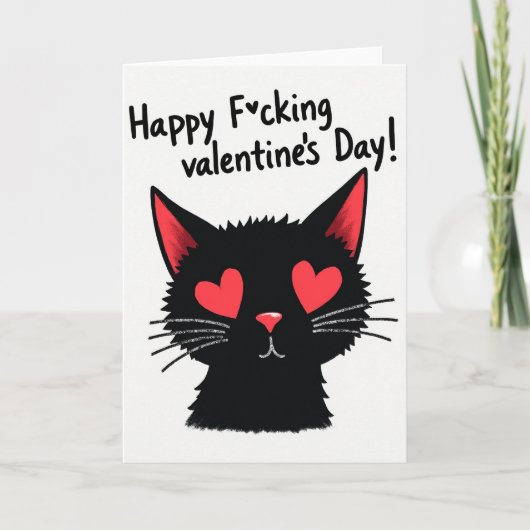 Rude Black Cat Valentine Card カード (正面)