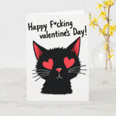 Rude Black Cat Valentine Card カード (黄色い花)