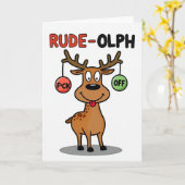 Rude Olph Adult Christmas Humor Card カード (黄色い花)