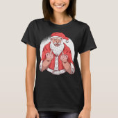 RUDE SANTA says F ck Off Middle Finger Funny Chris Tシャツ (正面)