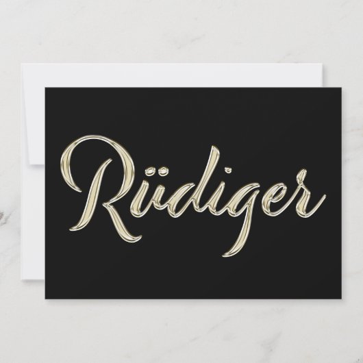 Rüdiger Name white gold Handwriting Karte カード (正面)