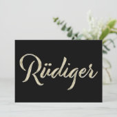 Rüdiger Name white gold Handwriting Karte カード (スタンド正面)