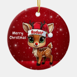 Rudolf Baby Deer, Fawn, Doe, Reindeer🦌 🎄 セラミックオーナメント