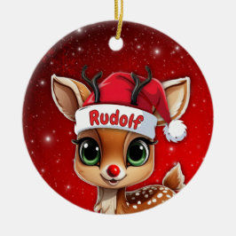 Rudolf Baby Deer, Fawn, Doe, Reindeer🦌 🎄 セラミックオーナメント