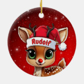 Rudolf Baby Deer, Fawn, Doe, Reindeer🦌 🎄 セラミックオーナメント (裏面)