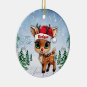 Rudolf Baby Deer, Fawn, Doe, Reindeer 🦌🎄 セラミックオーナメント (右)
