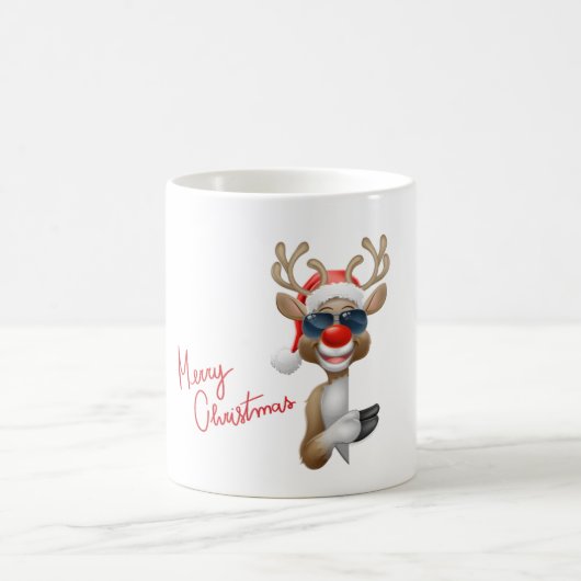 Rudolf mit Brille Weihnachten Tasse コーヒーマグカップ (中央)