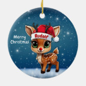 Rudolf Reindeer, red nose deer with antlers 🦌🎄 セラミックオーナメント (裏面)