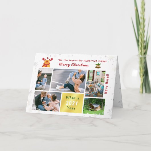 Rudolphおもしろい引っ越しました5枚モダンエレガント写真 シーズンカード (正面)