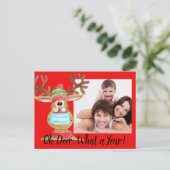 Rudolph顔マスクされたトナカイの写真カード ポストカード (スタンド正面)