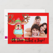 Rudolph顔マスクされたトナカイの写真カード ポストカード (正面/裏面)