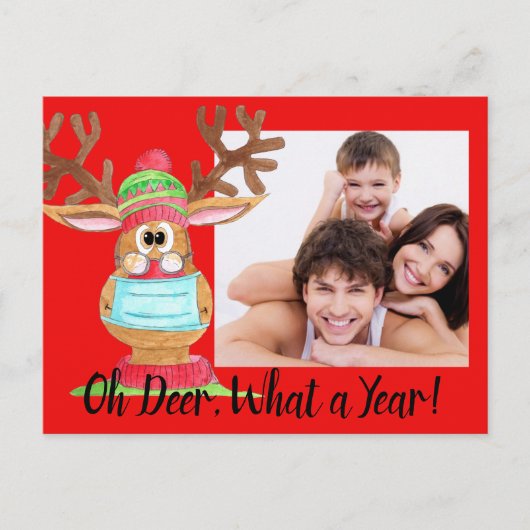 Rudolph顔マスクされたトナカイの写真カード ポストカード (正面)