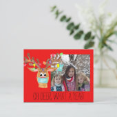 Rudolph顔マスクされたトナカイの写真カード ポストカード (スタンド正面)