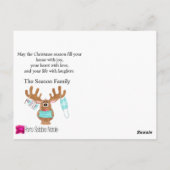 Rudolph顔マスクされたトナカイの写真カード ポストカード (裏面)