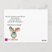 Rudolph顔マスクされたトナカイの写真カード ポストカード (裏面)