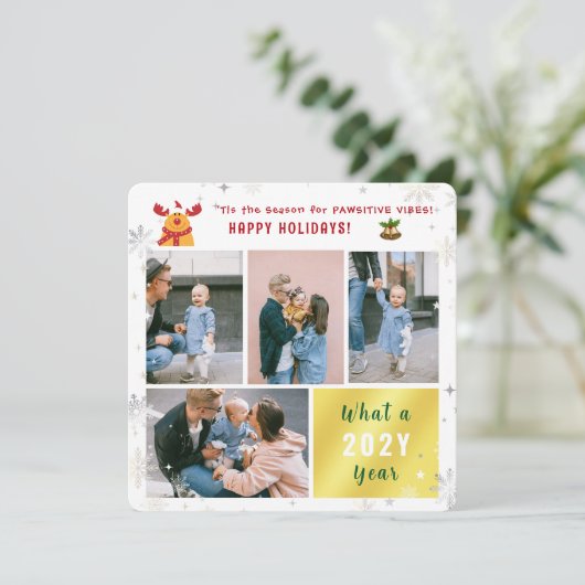 Rudolph おもしろい 4写真コラージハッピーホリデイズカワイイ シーズンカード (スタンド正面)