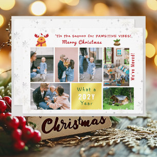 Rudolph おもしろい 7写真コラージュ引っ越しましたモダン シーズンカード
