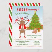 Rudolph Birthday Partyとのクリスマス 招待状 (正面/裏面)