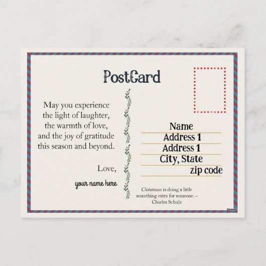 Rudolph & Friends休日はがき(カスタマイズ可能) シーズンポストカード (裏面)