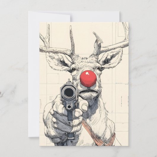 Rudolph has a Gun Funny Adult Christmas Cards シーズンカード (正面)