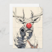 Rudolph has a Gun Funny Adult Christmas Cards シーズンカード (正面/裏面)