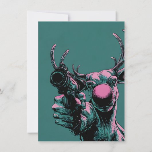 Rudolph has a Gun Funny Adult Christmas Cards シーズンカード (正面)