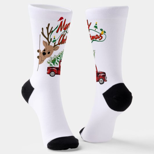 Rudolph Merry Christmas - Crew Socks ソックス (傾斜あり)