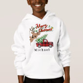 Rudolph Merry Christmas - Personalized Kids Hoodie (正面)