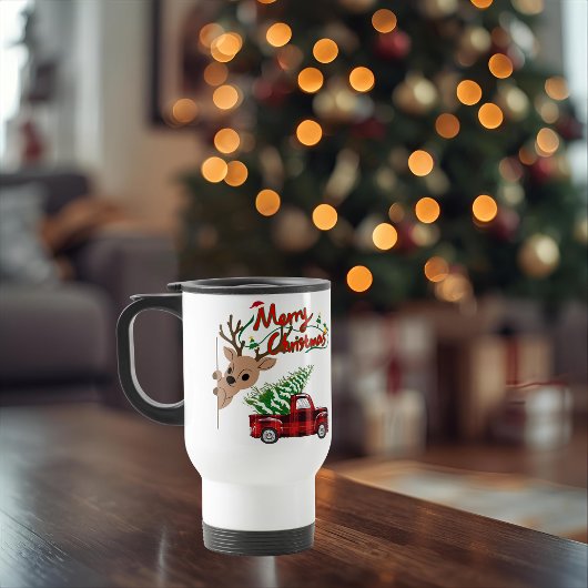 Rudolph Merry Christmas - Personalized Travel Mug トラベルマグ