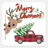Rudolph Merry Christmas - Sticker スクエアシール (正面)
