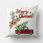 Rudolph Merry Christmas - Throw Pillow クッション (正面)