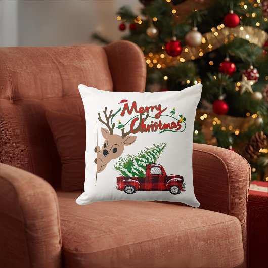 Rudolph Merry Christmas - Throw Pillow クッション