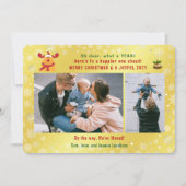 Rudolph Oh Deerおもしろい引っ越しました3枚の写真ゴールデン シーズンカード (正面)