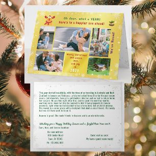 Rudolph Oh Deerおもしろい引っ越しました5枚の写真ゴールデン カード