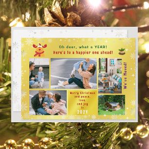 Rudolph Oh Deerおもしろい引っ越しました5枚の写真ゴールデン シーズンカード