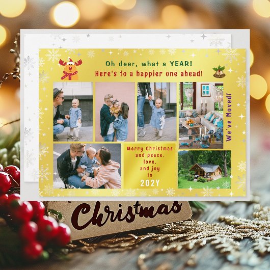 Rudolph Oh Deerおもしろい引っ越しました6枚の写真ゴールデン シーズンカード