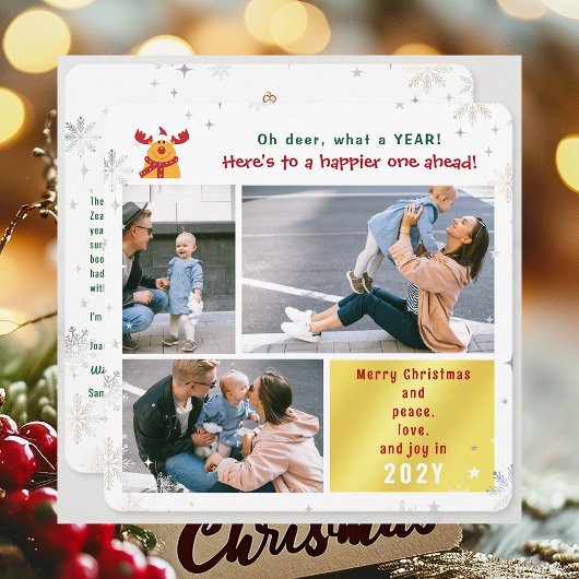 Rudolph Oh Deer Peace Love Joy 3おもしろい枚かわいい シーズンカード