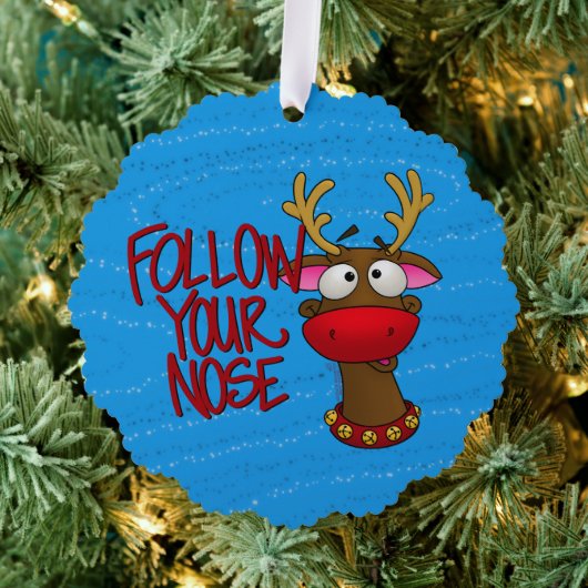 Rudolph Ornament, Follow Your Nose オーナメントカード (インサイチュ (木))